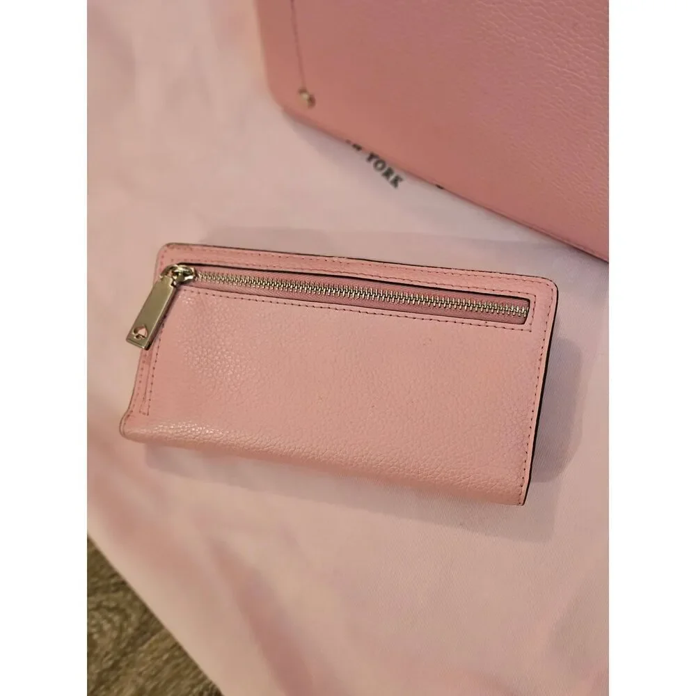 Kate Spade Leather Eva Purse Satchel AND Staci Large Slim Bifold Wallet PINK - Picture 13 of 16